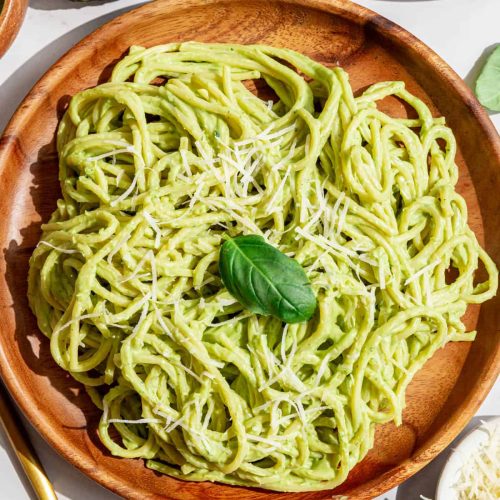 vegan avocado pesto pasta recipe