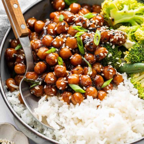 vegan sticky sesame chickpeas recipe