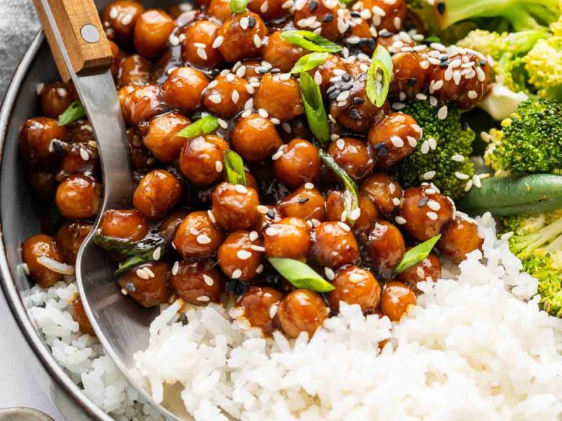 vegan sticky sesame chickpeas recipe