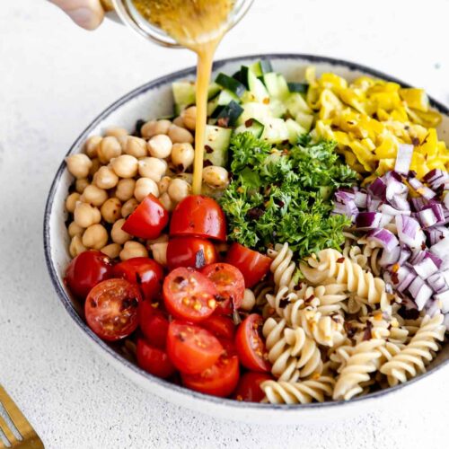 vegan chickpea pasta salad recipe